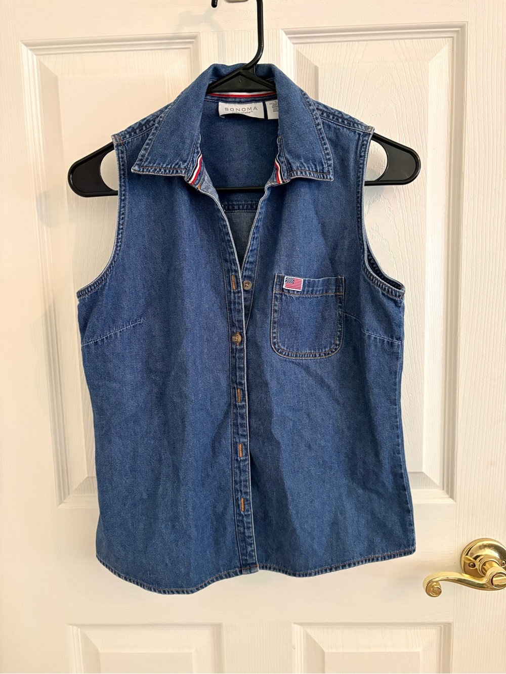 SONOMA Sleeveless Denim Button-Up Shirt - Blue